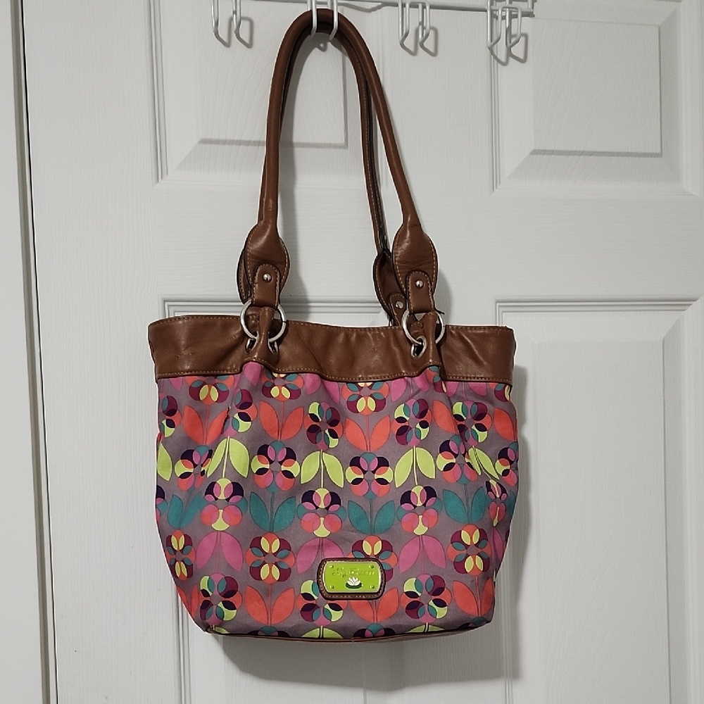 Lily Bloom Floral Print Purse Handbag With Snap Closure